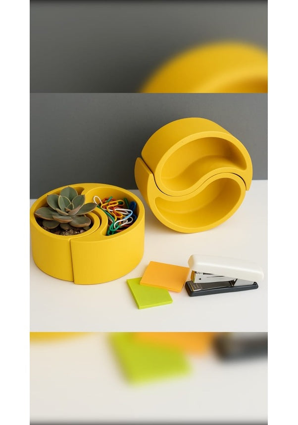 El Yapımı Yin Yang Şeklinde Dekoratif Saklama Kabı / Saksı – 2’li Set