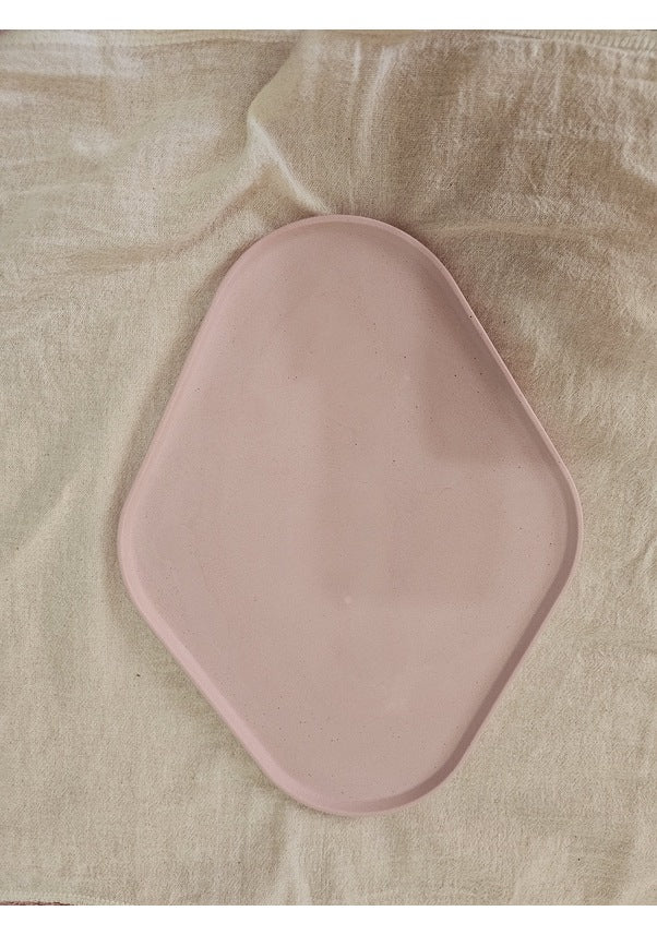Taş Tozu El Yapımı Nişanlık Sunumluk ve Mumluk Oval Dörtgen Tepsi – Şık Dekoratif Tasarım (30x23 cm)