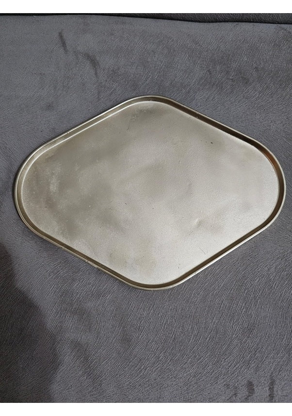 Taş Tozu El Yapımı Nişanlık Sunumluk ve Mumluk Oval Dörtgen Tepsi – Şık Dekoratif Tasarım (30x23 cm)