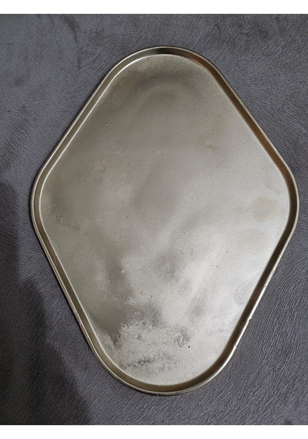 Taş Tozu El Yapımı Nişanlık Sunumluk ve Mumluk Oval Dörtgen Tepsi – Şık Dekoratif Tasarım (30x23 cm)