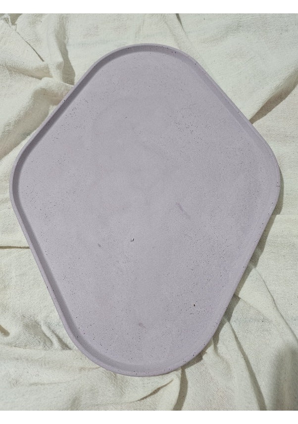 Taş Tozu El Yapımı Nişanlık Sunumluk ve Mumluk Oval Dörtgen Tepsi – Şık Dekoratif Tasarım (30x23 cm)