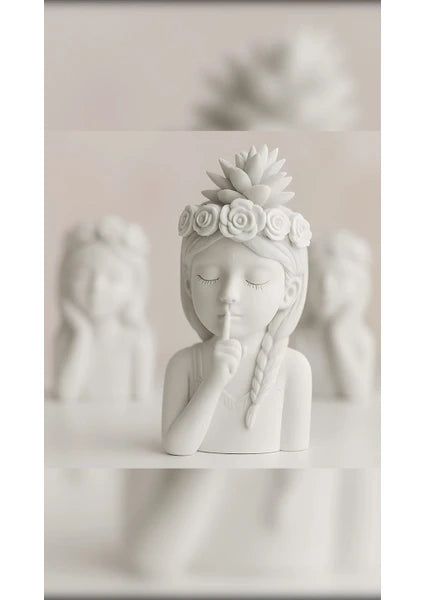 El Yapımı Çiçekli Kız Dekoratif Obje – Zarif Tasarım (12 x 5 cm)