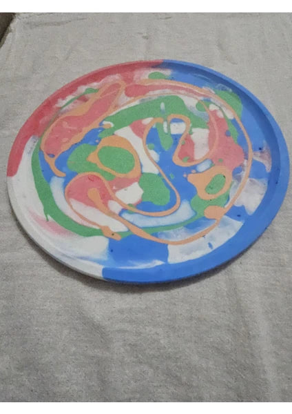 Taş Tozu El Yapımı Nişanlık Sunumluk ve Mumluk Tepsi – Şık Dekoratif Tasarım (30x23 cm)