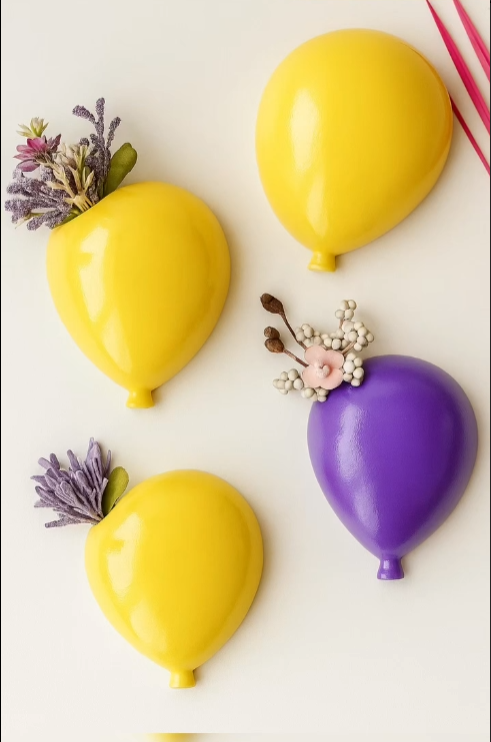 4'lü El Yapımı Balon Şeklinde Duvar Vazosu Set