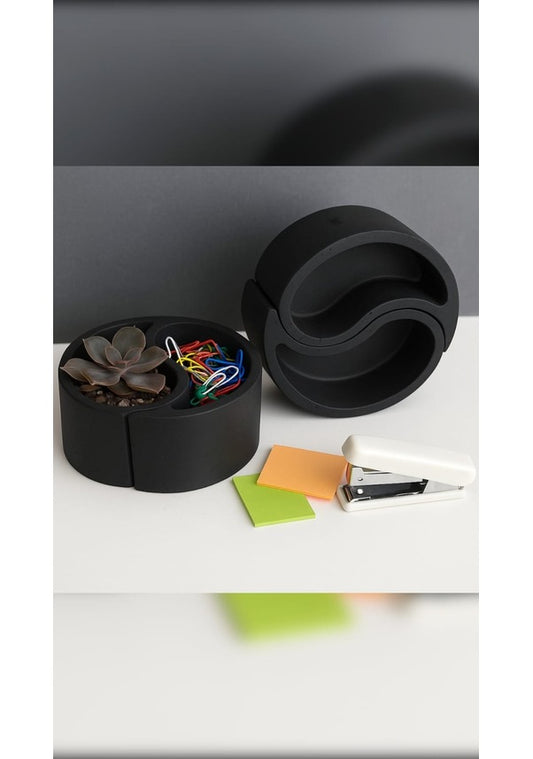 El Yapımı Yin Yang Şeklinde Dekoratif Saklama Kabı / Saksı – 2’li Set