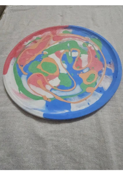 Taş Tozu El Yapımı Nişanlık Sunumluk ve Mumluk Tepsi – Şık Dekoratif Tasarım (30x23 cm)
