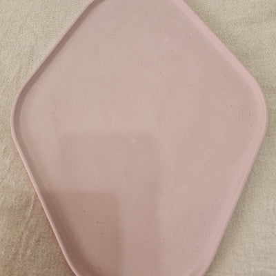Taş Tozu El Yapımı Nişanlık Sunumluk ve Mumluk Oval Dörtgen Tepsi – Şık Dekoratif Tasarım (30x23 cm)